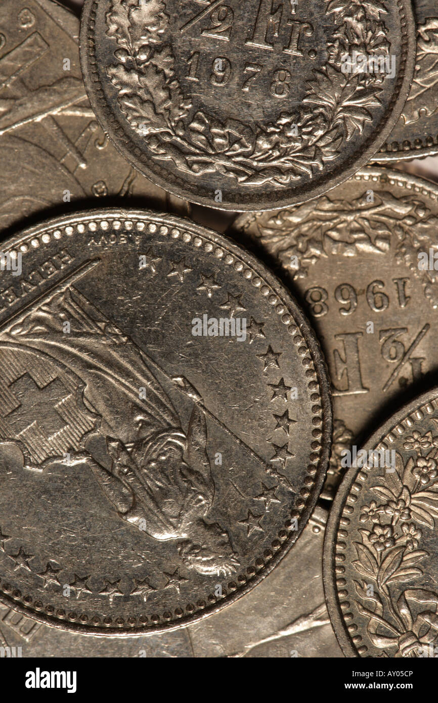 "SCHWEIZER MÜNZEN" Stockfoto