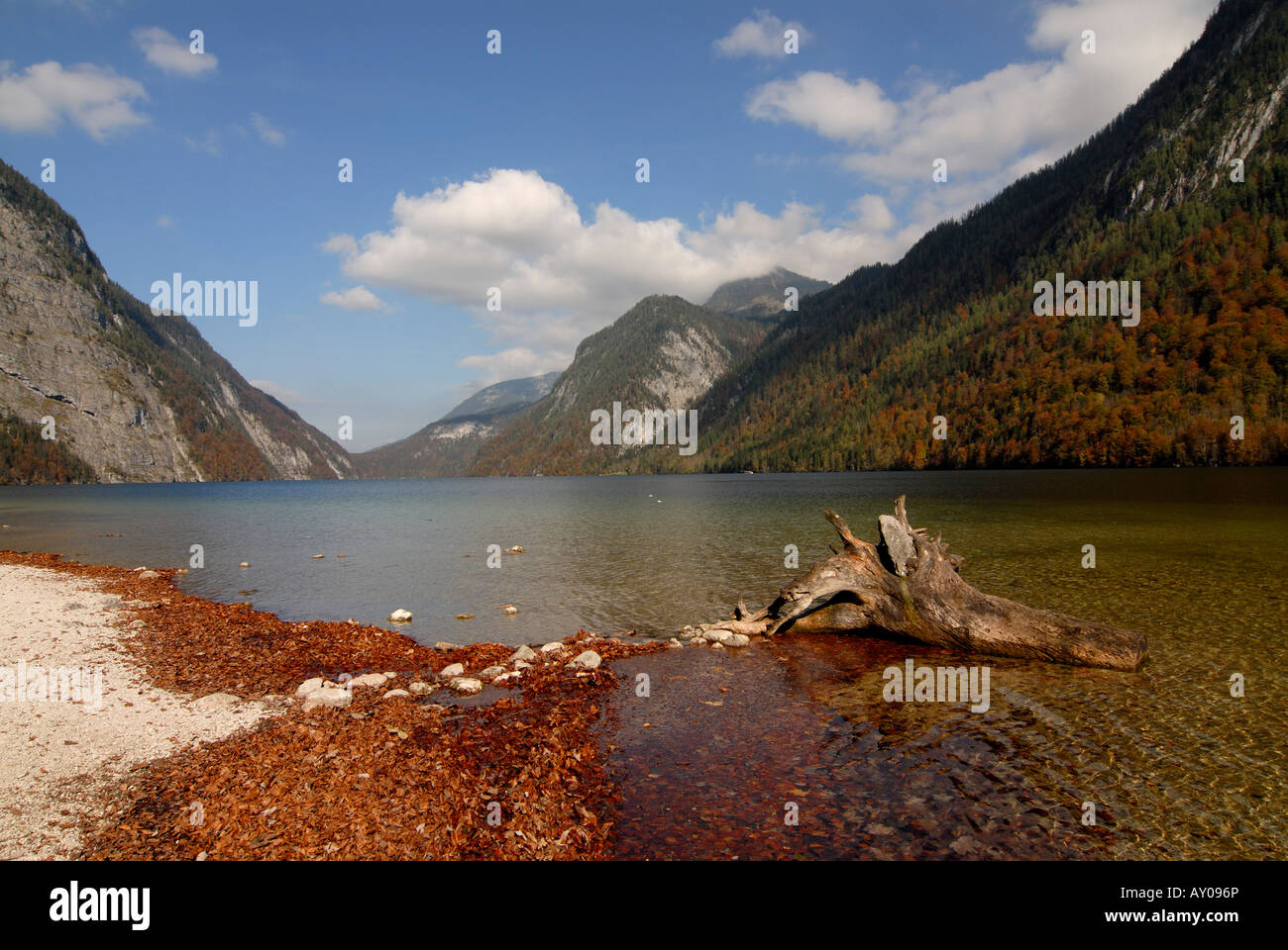 Der sehr berühmte Königssee im Hintergrund der Watzmann Berchtesgadener Land Nationalpark Bayern Stockfoto