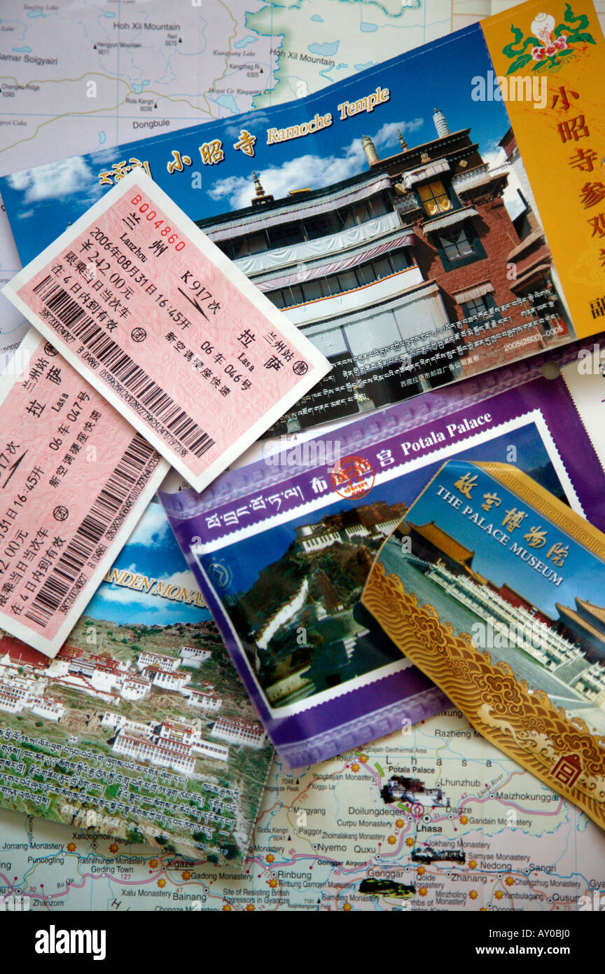 Bahn-Tickets für Peking Qinghai Lhasa Zug mit Sightseeing-tickets Stockfoto