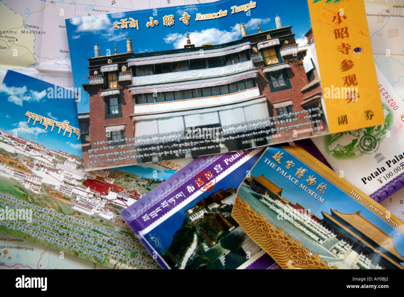 Sightseeing-Tickets für Lhasa und China einschließlich Potala Palace verbotene Stadt und Ramoche Tempel Tibet Stockfoto