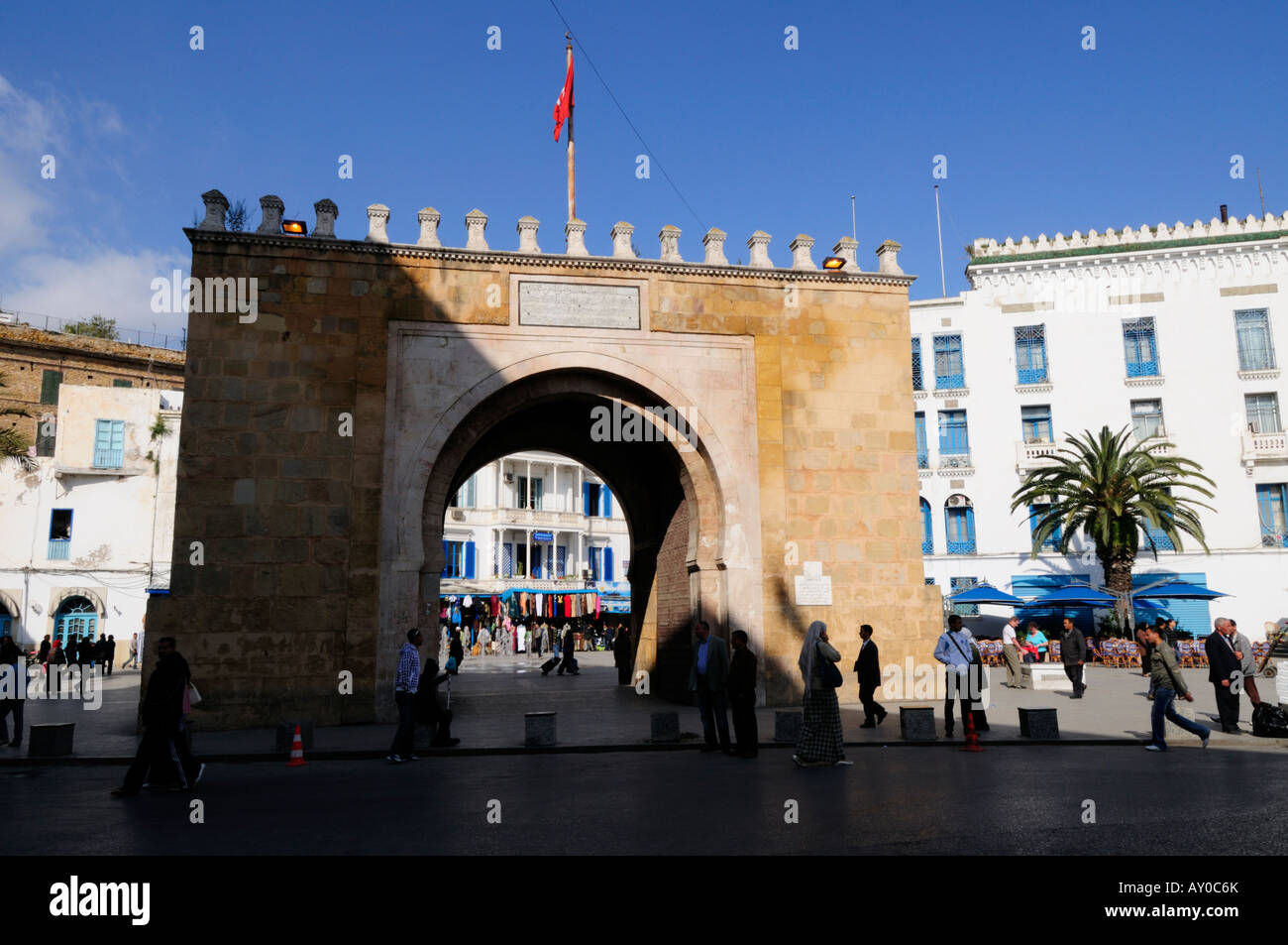 Bab Bhar, Porte de France, Tunis Tunesien Stockfoto