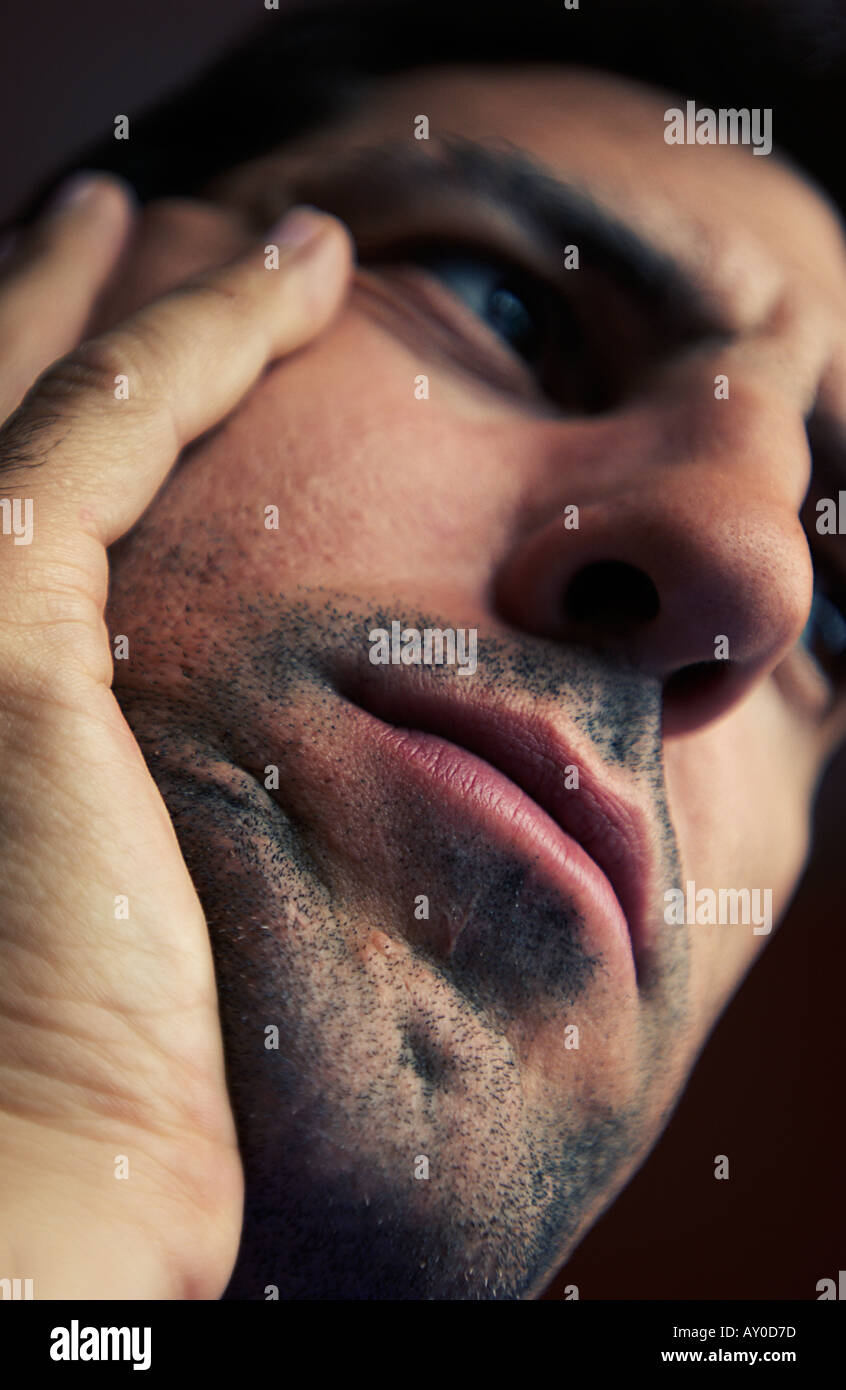 Porträt eines Mannes hautnah Stockfoto