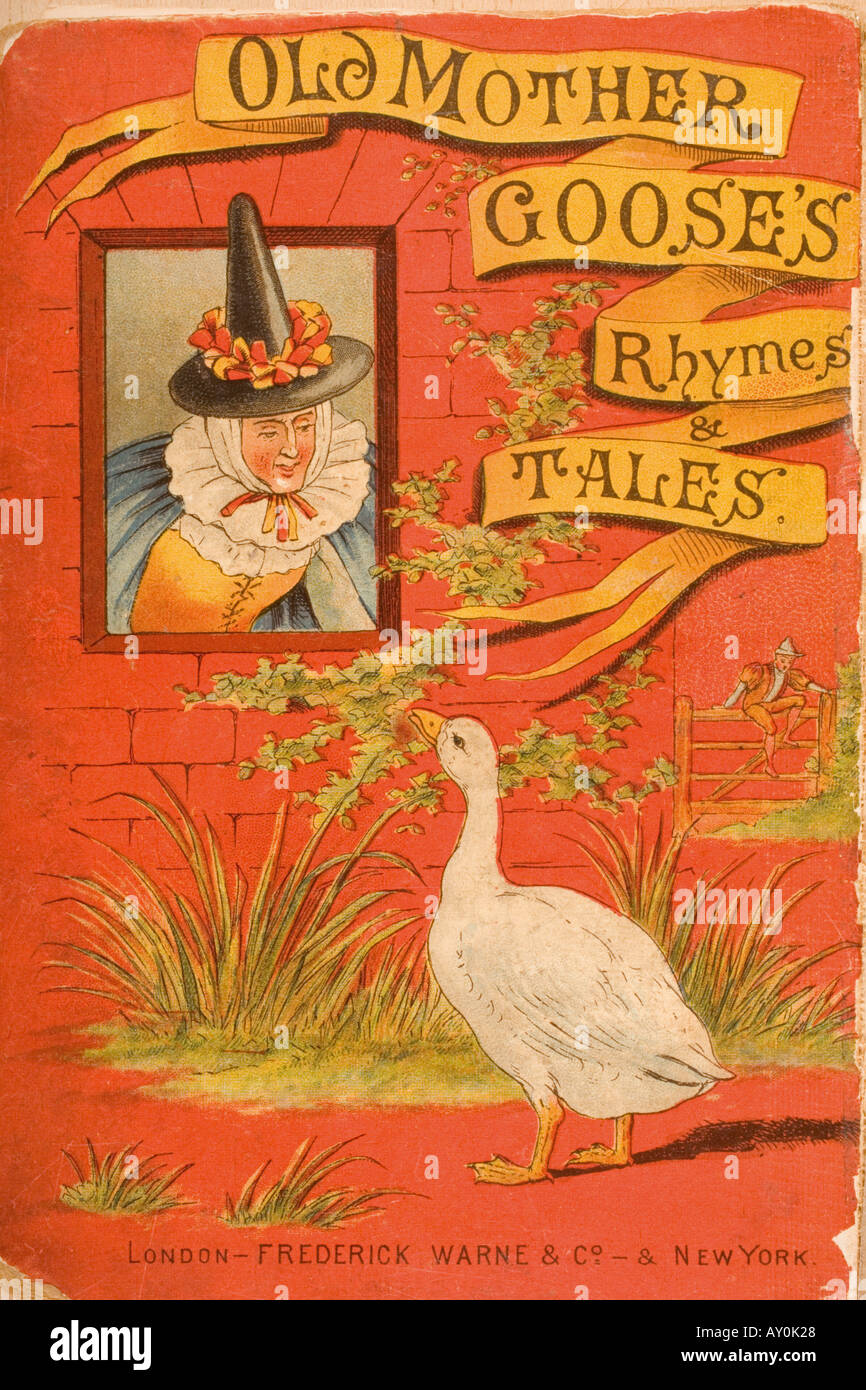 Chromolithographic Umschlagillustration von der Altstadt von Mother Goose Reime und Geschichten, aus dem Jahre 1890 Stockfoto