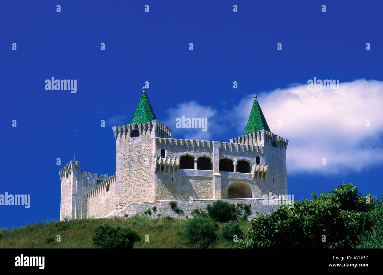 Mourisque Burg von Porto de Mos, Leiria, Portugal Stockfoto