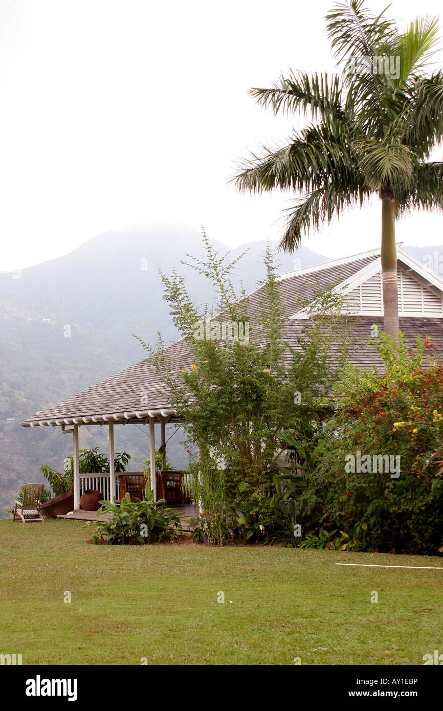 Strawberry Hill Hotel Restaurant am Pool in die Blue Mountains Jamaika Stockfoto