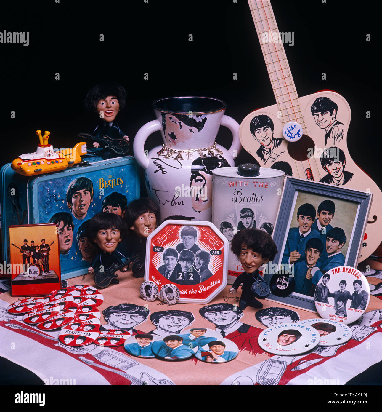Beatles Memorabilia und Sammelobjekte Stockfoto