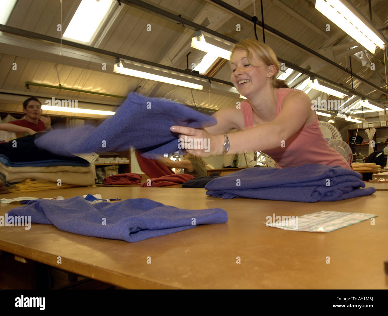 Textilproduktion in den Scottish Borders Stockfoto