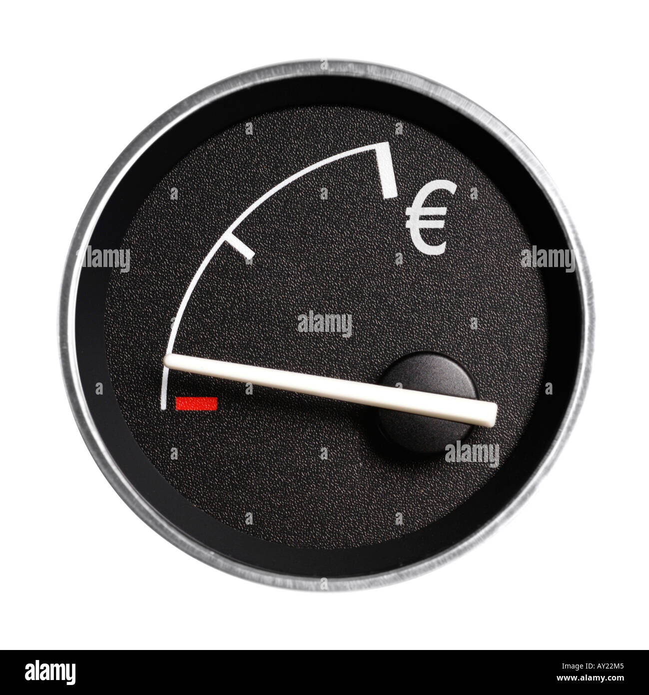 Tankanzeige mit Euro-Zeichen, zeigt leere markiert Stockfoto