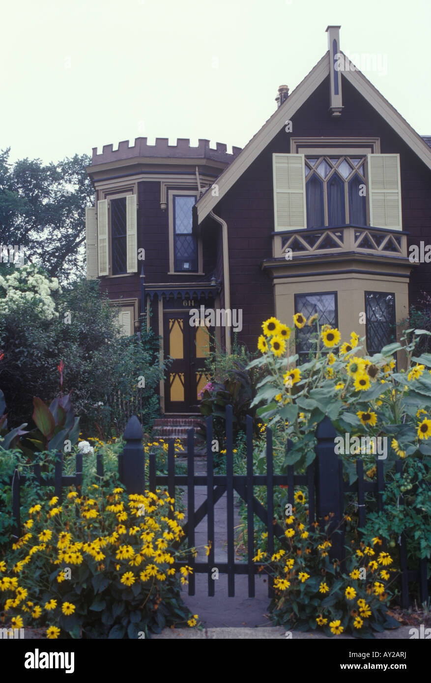 Amerikanische viktorianischen Haus in Hudson Upper New York State USA. 19. Jahrhundert Stockfoto