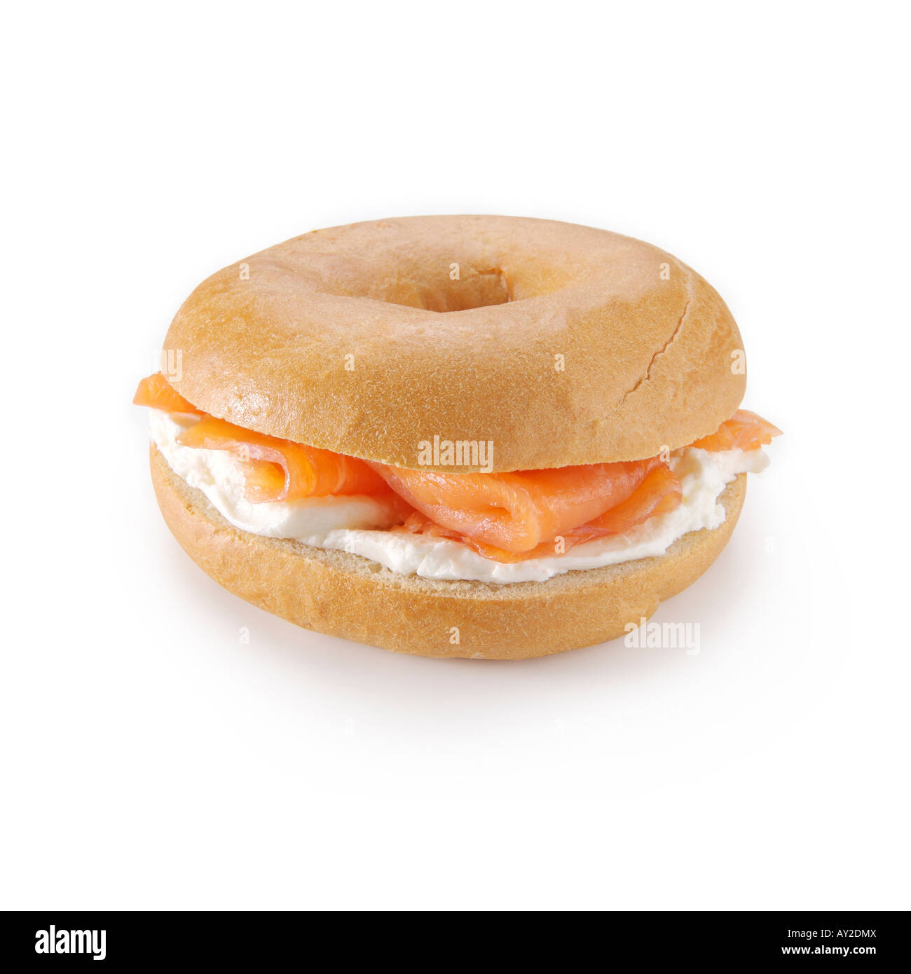 Lachs und Frischkäse Bagel-Ausschnitt Stockfoto