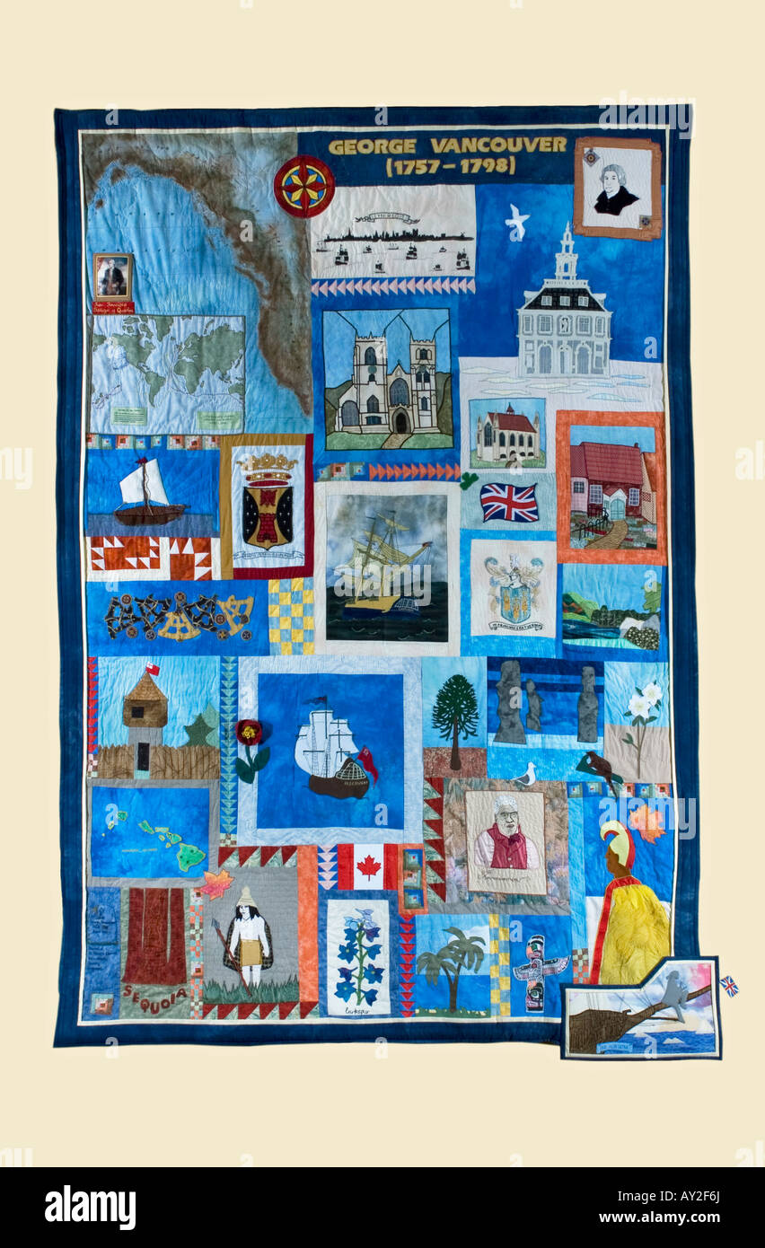 Die Vancouver Quilt 2000. Die Stadt von Kings Lynn zum Gedenken an Leben von Kapitän George Vancouver zur als Millenium Geschenk Stockfoto