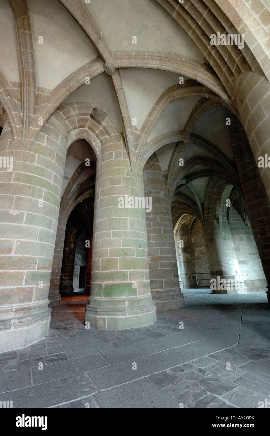 Architektur des Klosters in Mont-Saint-Michel Stockfoto