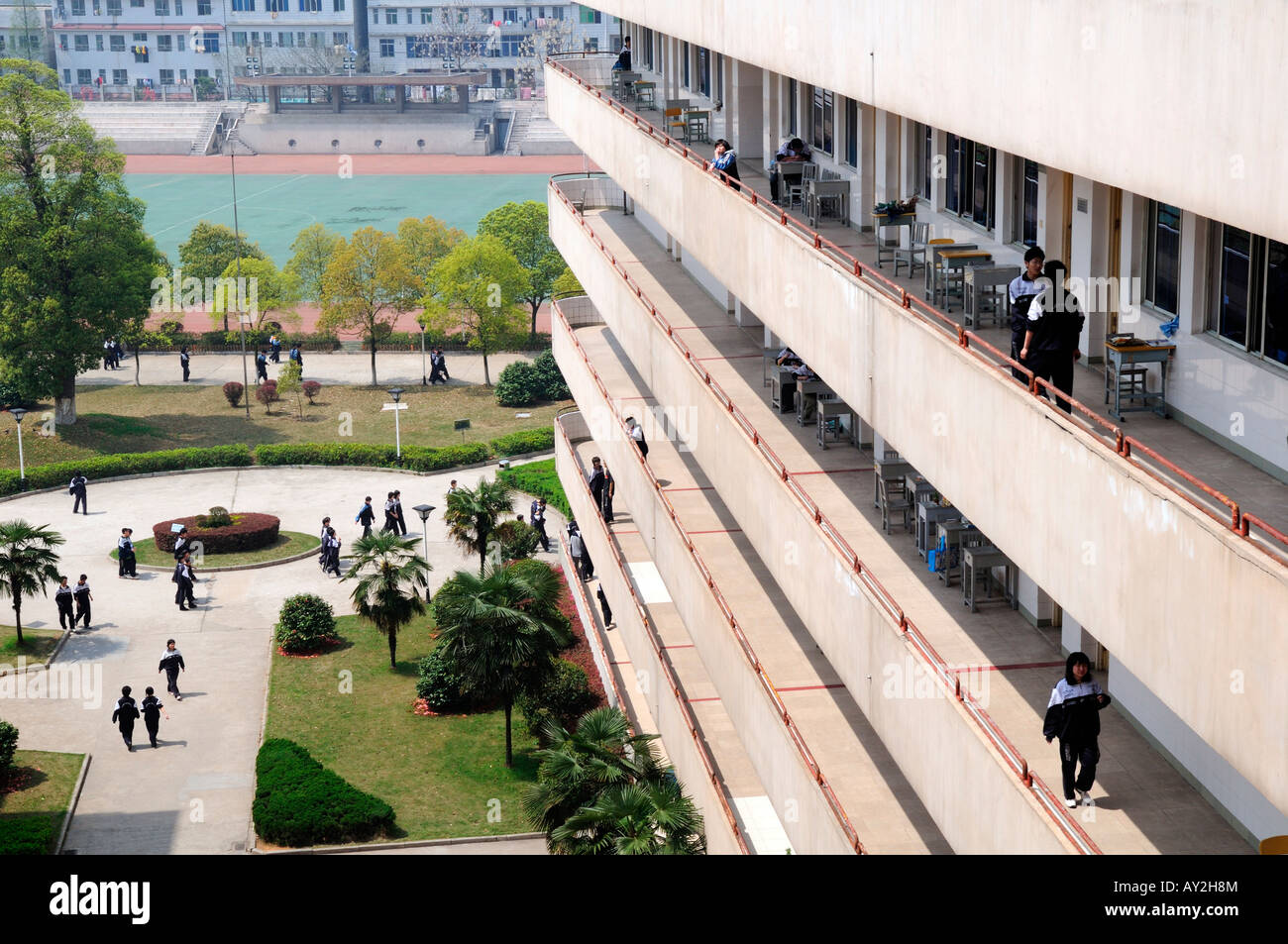 Lushan International School Changsha, Hunan, China. Ein Internat über 6000 Schülerinnen und Schüler. Stockfoto