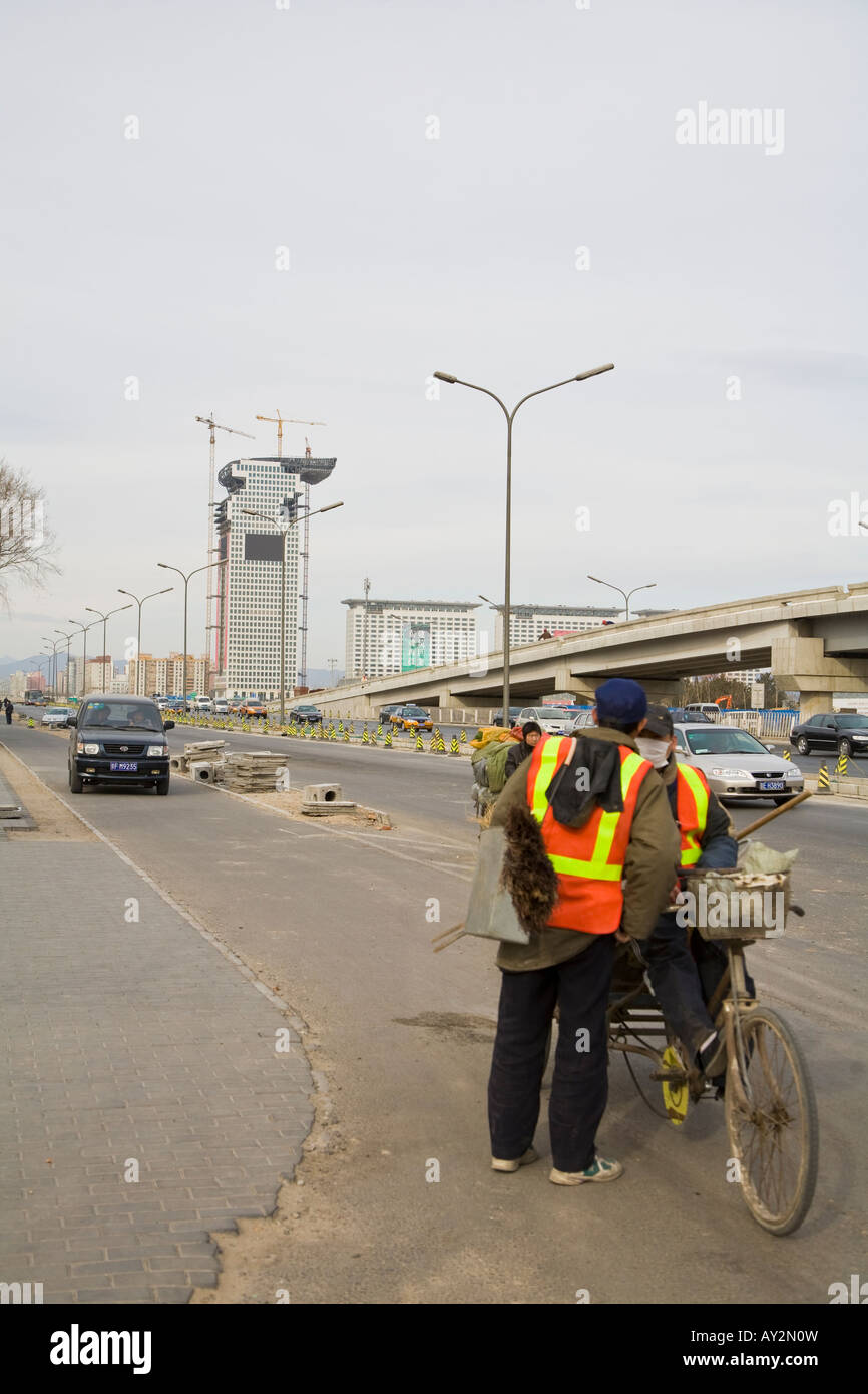 Beijing Civic Arbeitnehmer tun Straßenbau, März 2008 Stockfoto