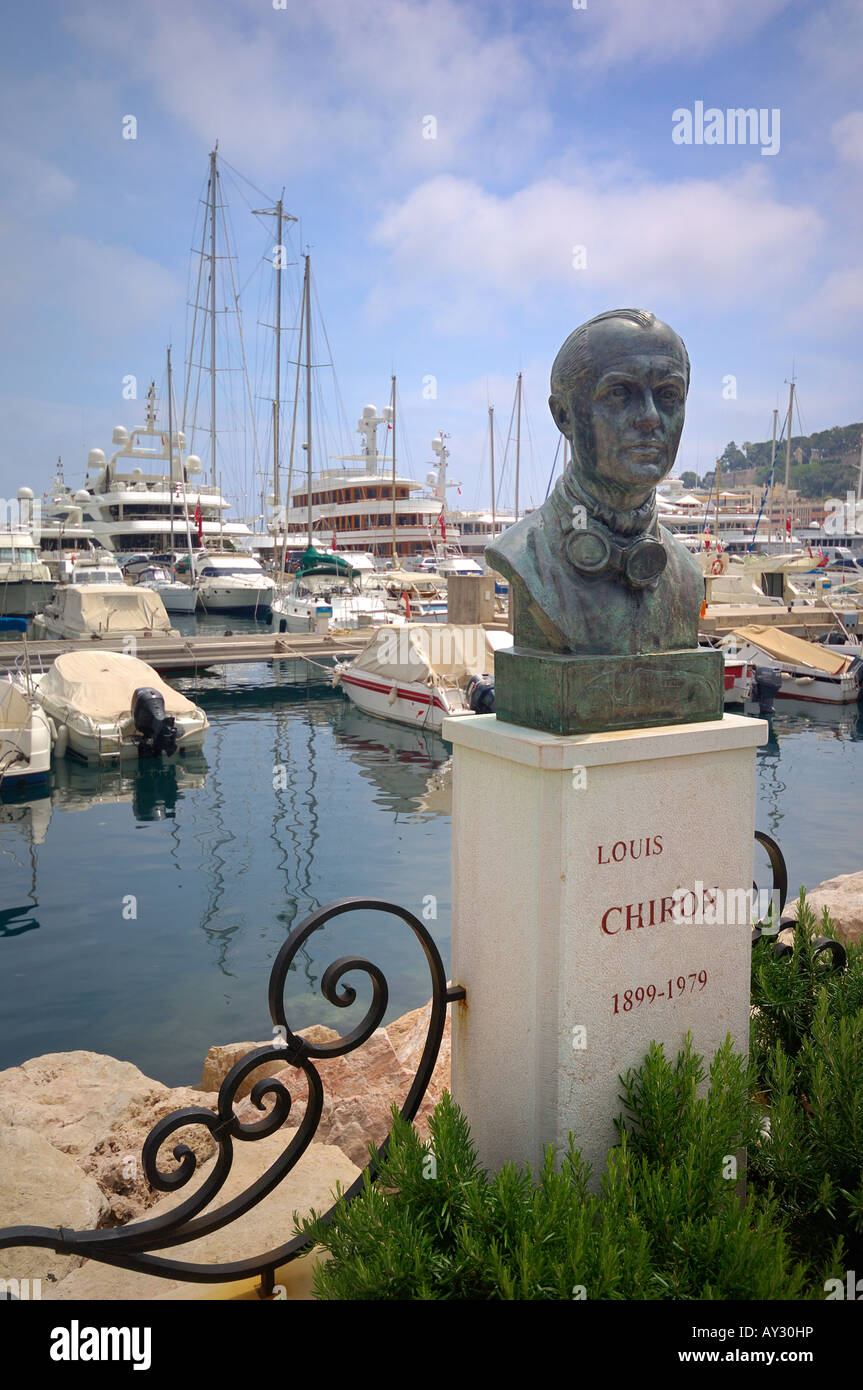 Louis Chiron Statue in Monaco Monte Carlo Stockfoto