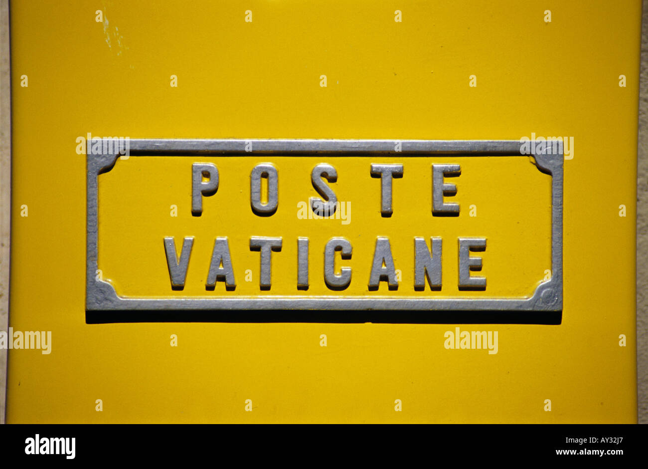 Gelbe Poste Vaticane Postfach, Vatikan Stockfoto
