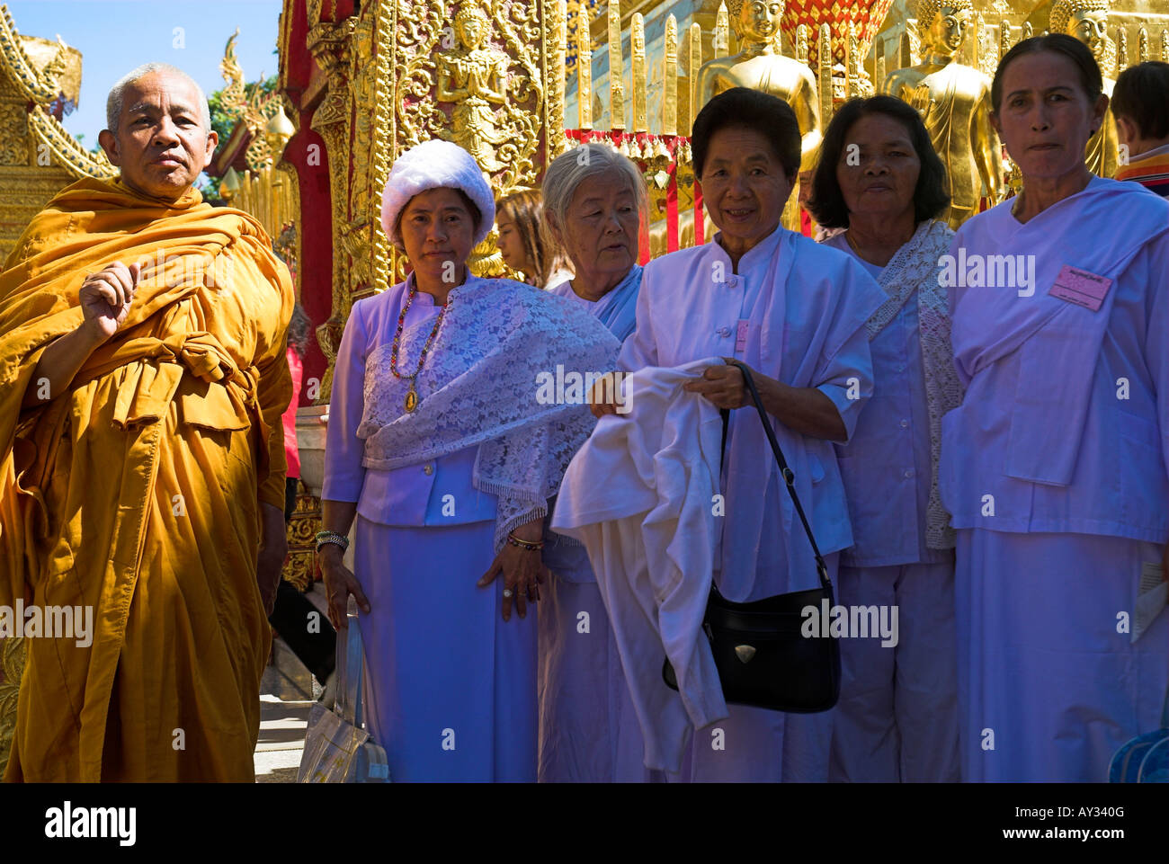 Buddhistischer Mönch und Nonnen im Wat Phra, die Doi Suthep, Chiang Mai, Thailand Stockfoto