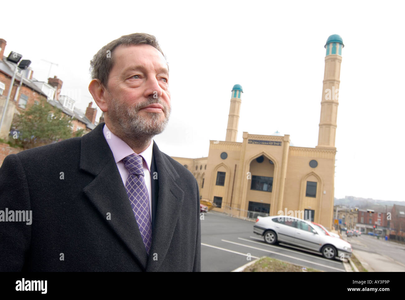 Ehemaliger Innenminister David Blunkett besucht die Wolseley Straße Moschee Sheffield Stockfoto