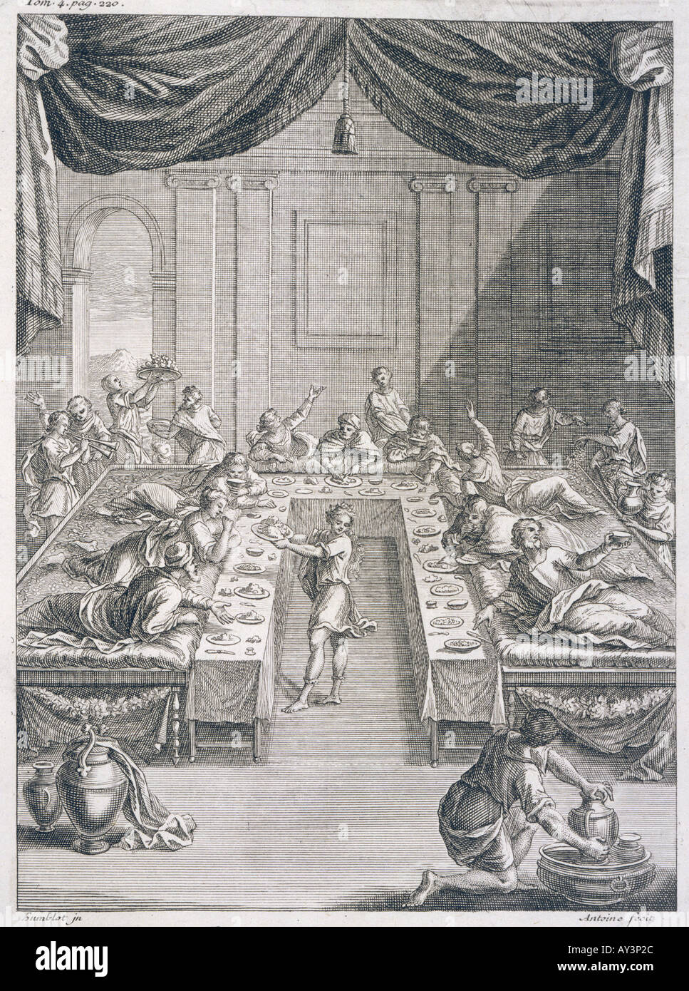 Römische Triclinium im Einsatz Stockfoto