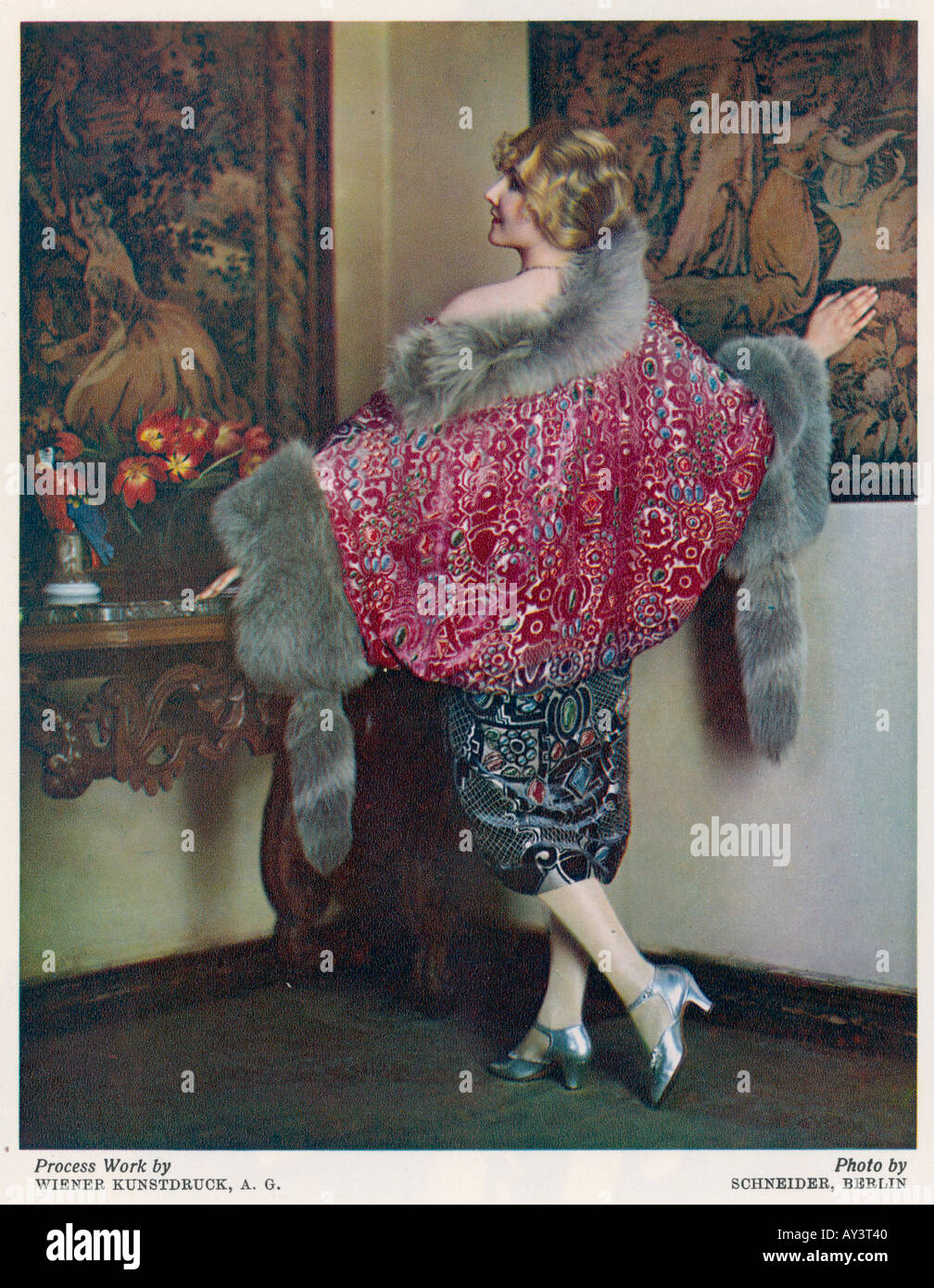 Pelz getrimmt Wrap 1928 Stockfoto