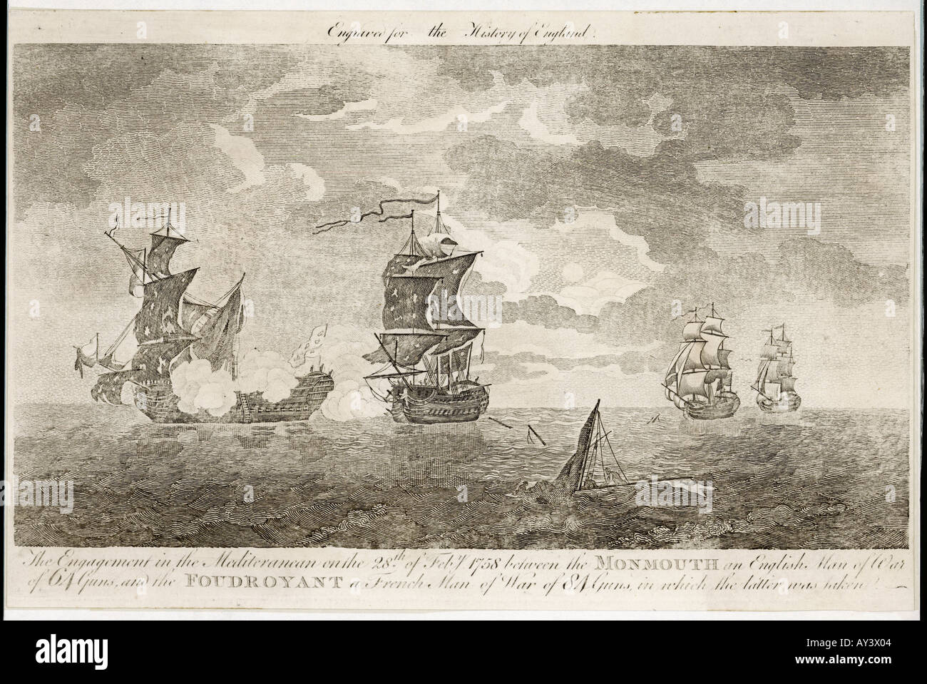 Naval Combat 1758 Stockfoto