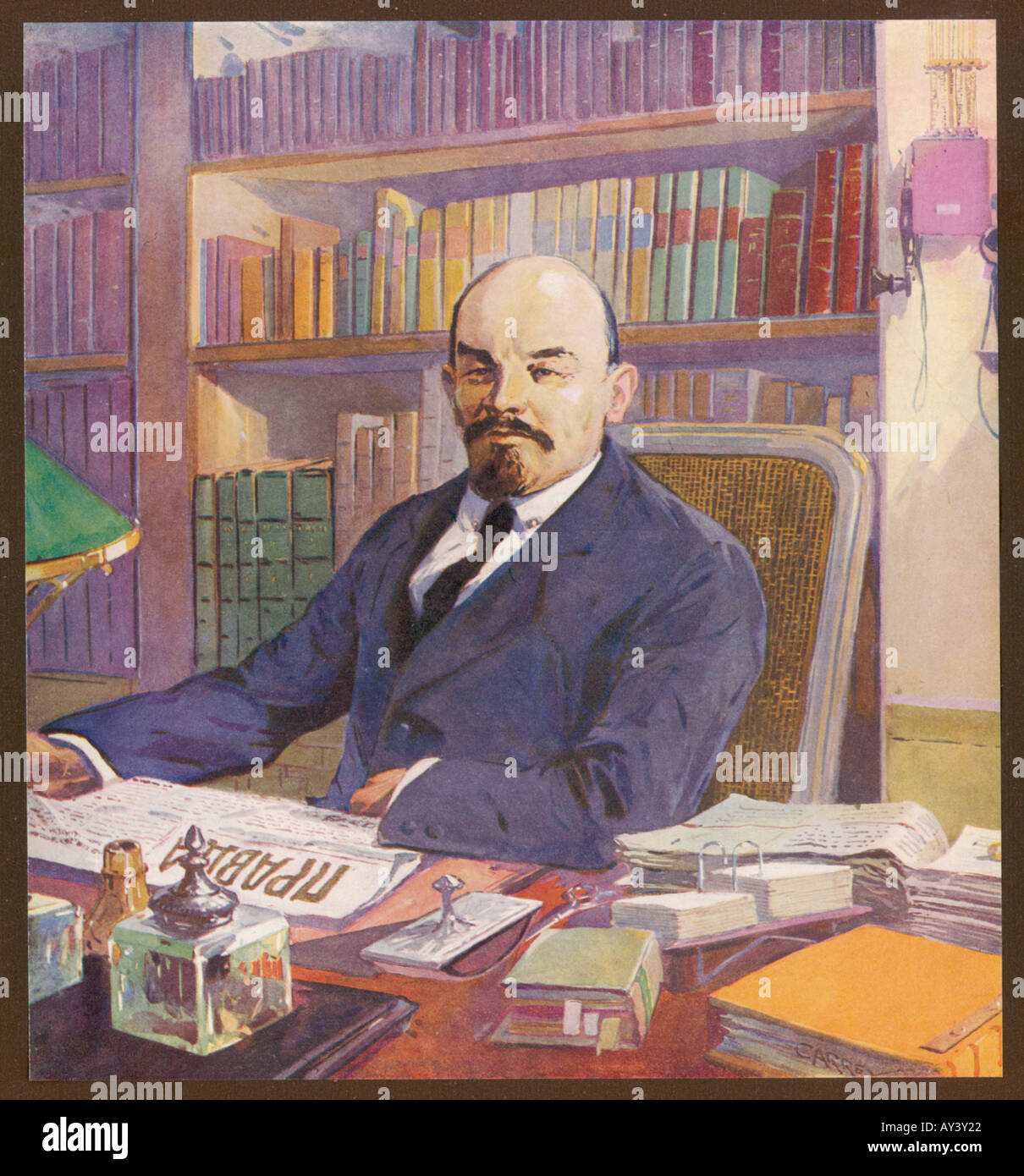 Lenin am Schreibtisch Col Stockfoto