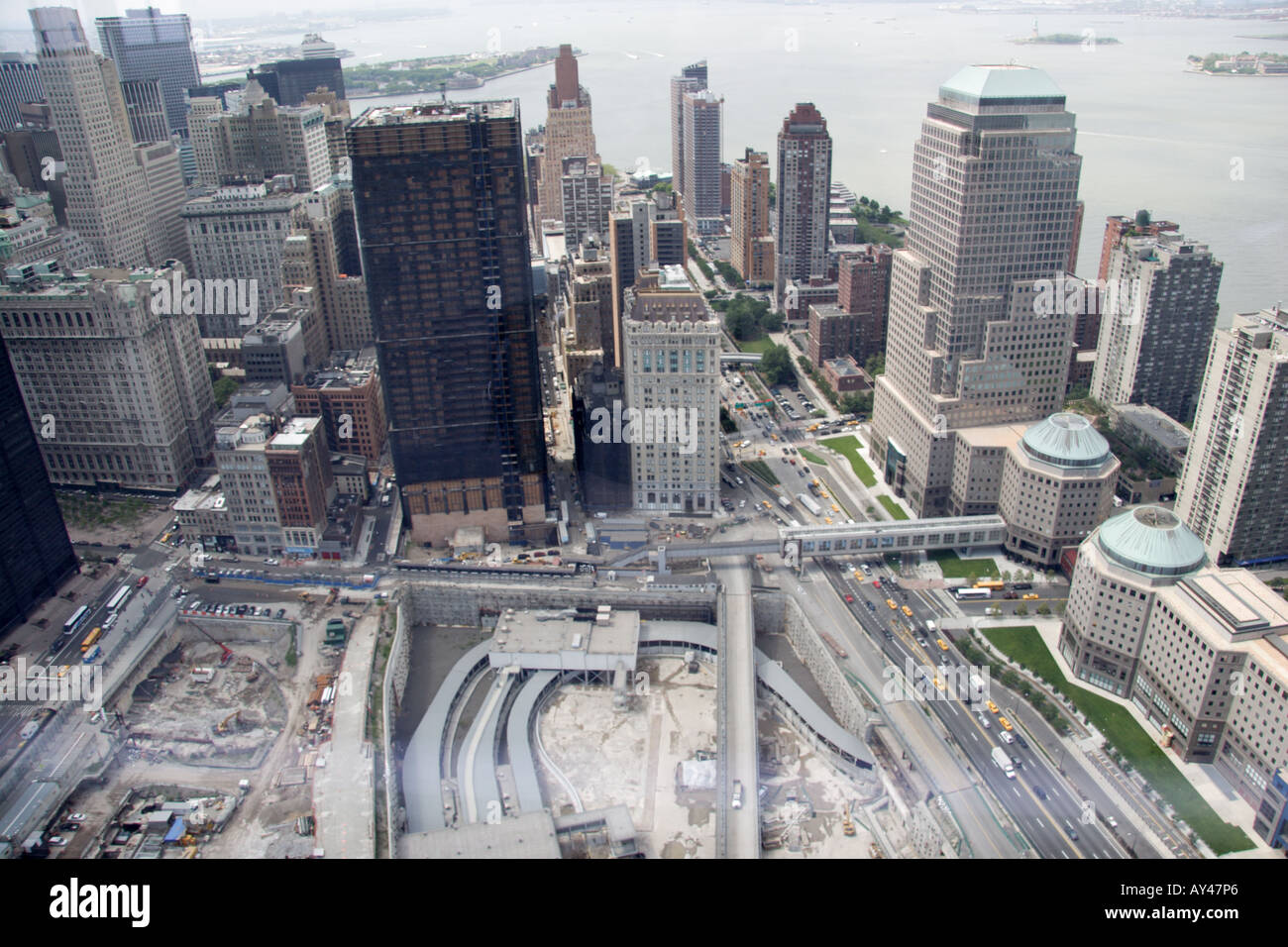 Blick auf Ground Zero aus sieben World Trade Center New York Stockfoto