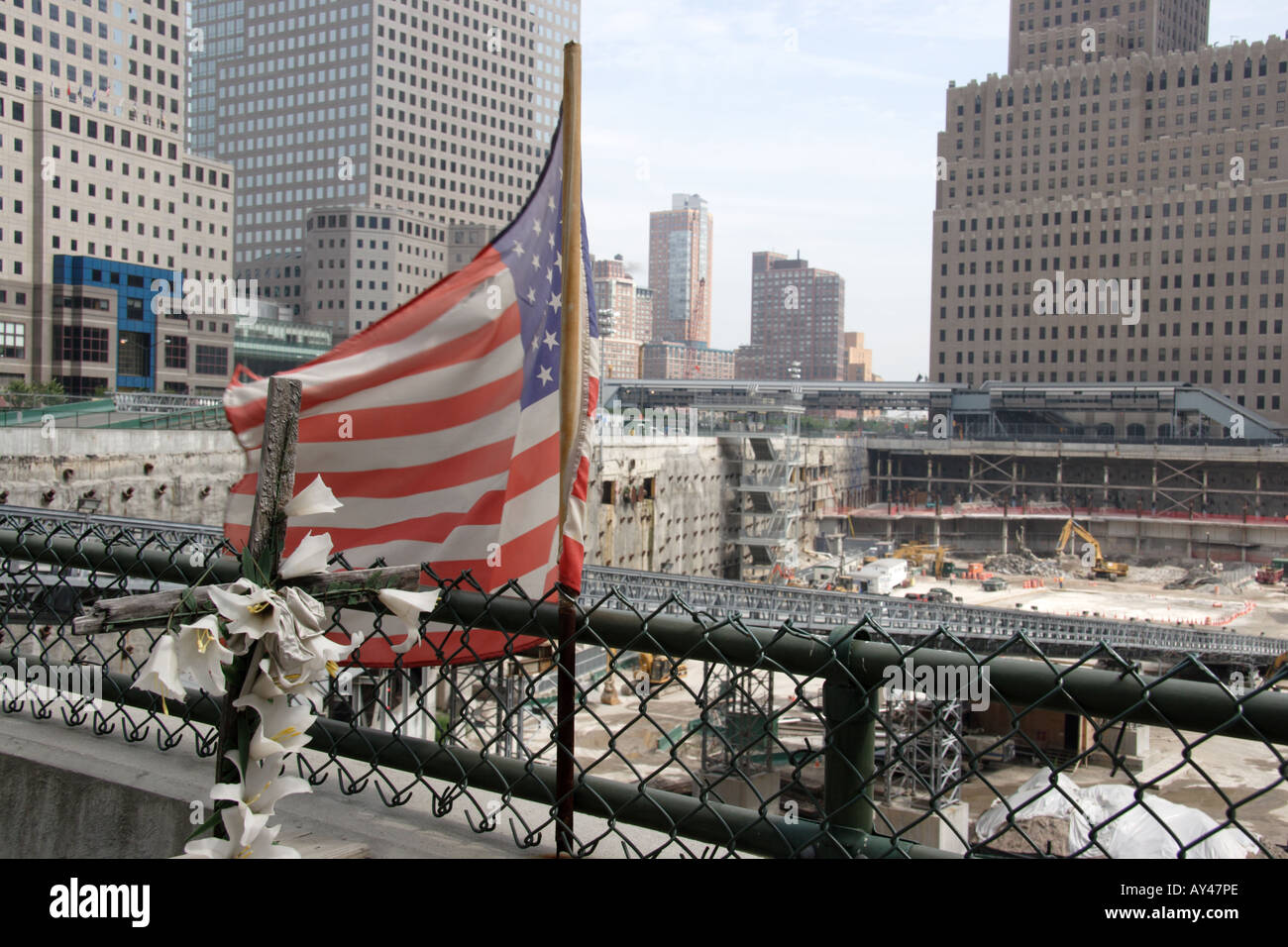 US-Flagge am Ground Zero New York City Stockfoto
