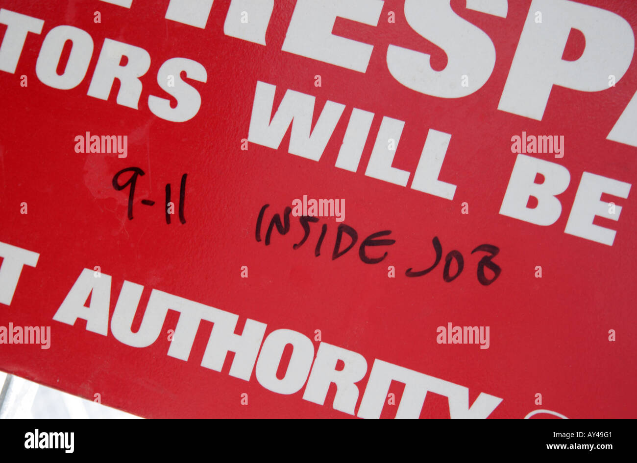 9 11 Verschwörung Graffiti Stockfoto