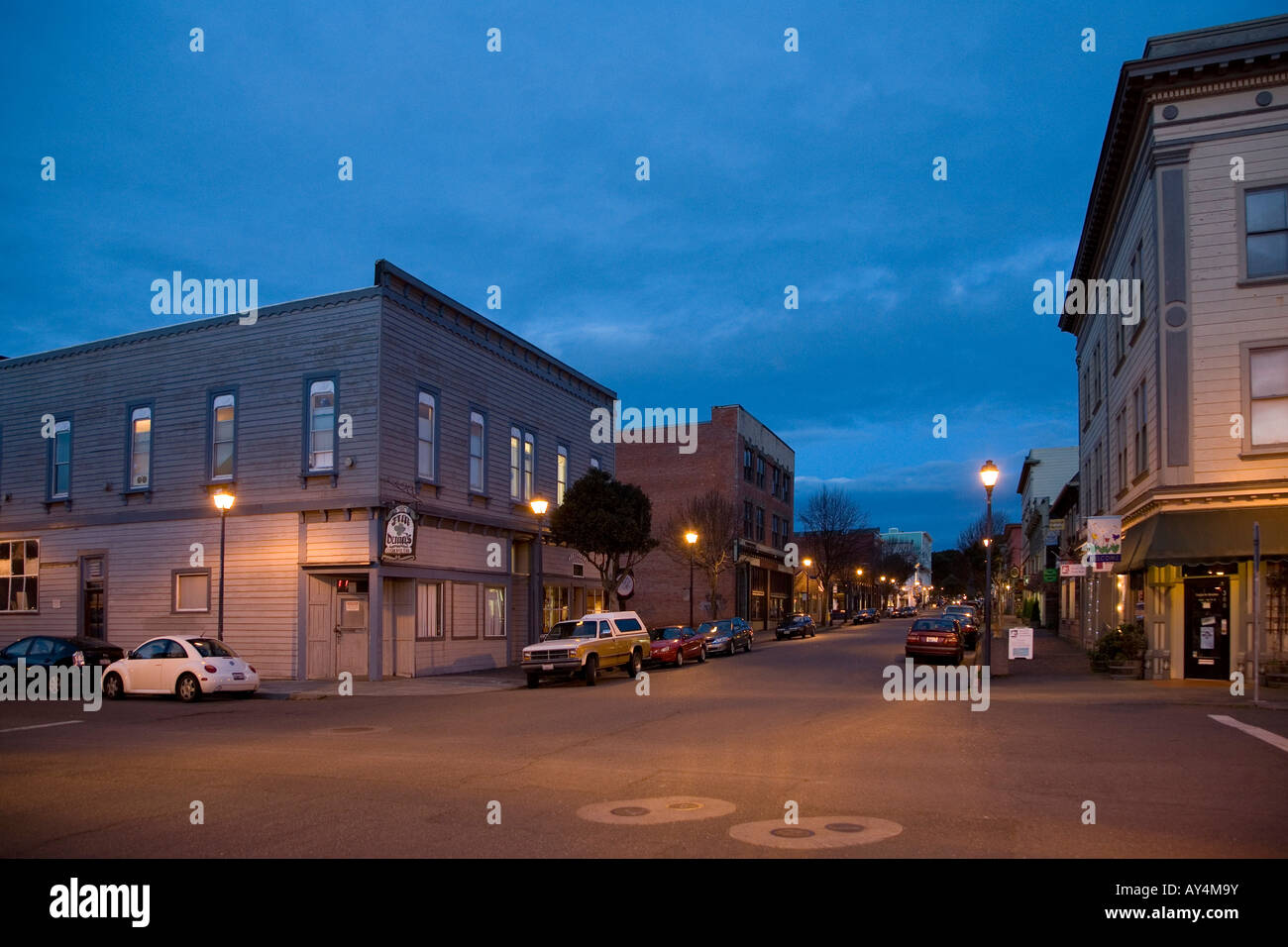Die Innenstadt von Eureka in der Nacht Stockfoto