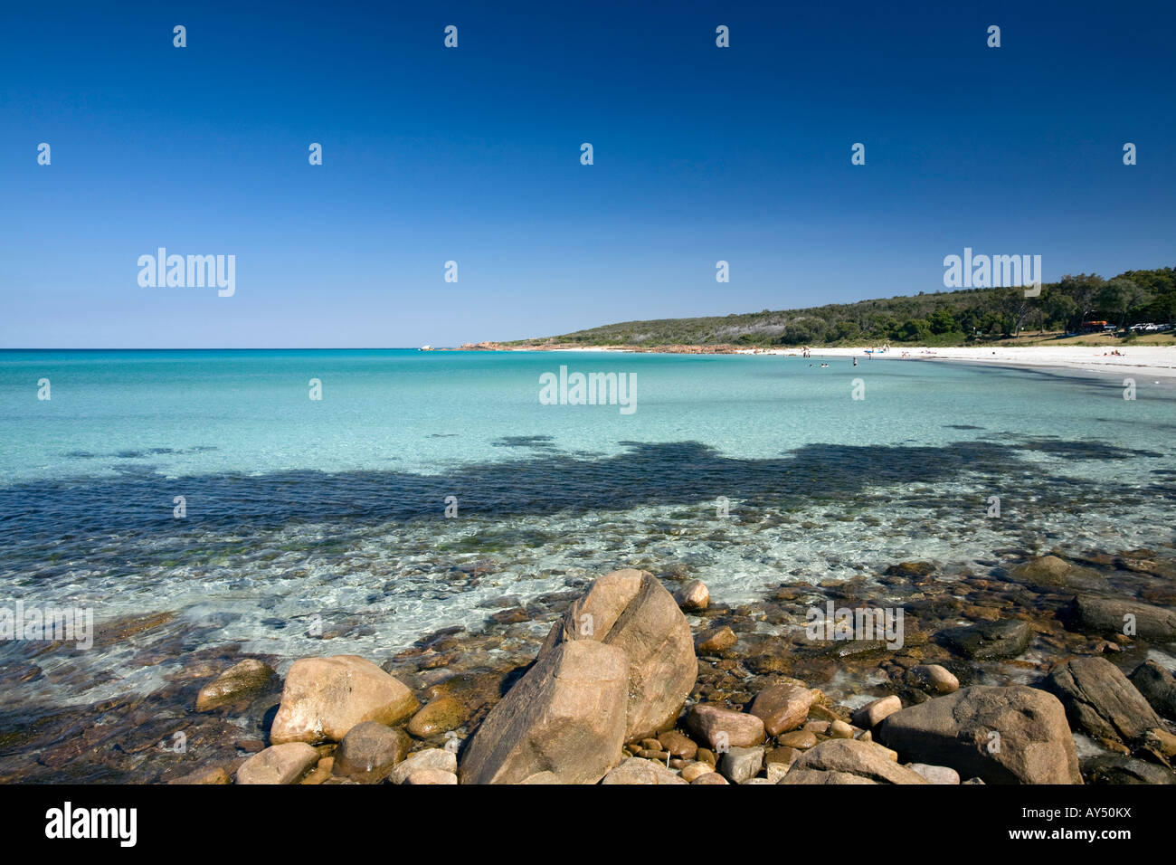 Meelup Bay in der Nähe des Dunsborough Maragaret River Western Australia mit blauem Himmel Stockfoto
