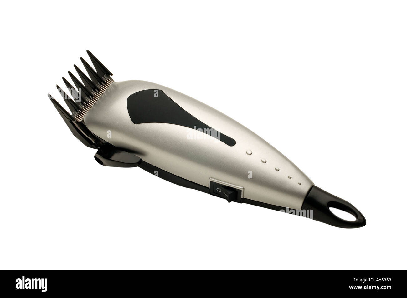 HAAR-CUTTER AUF WEIßEM HINTERGRUND. HAARSCHNEIDER AUF WEIßEM HINTERGRUND Stockfoto
