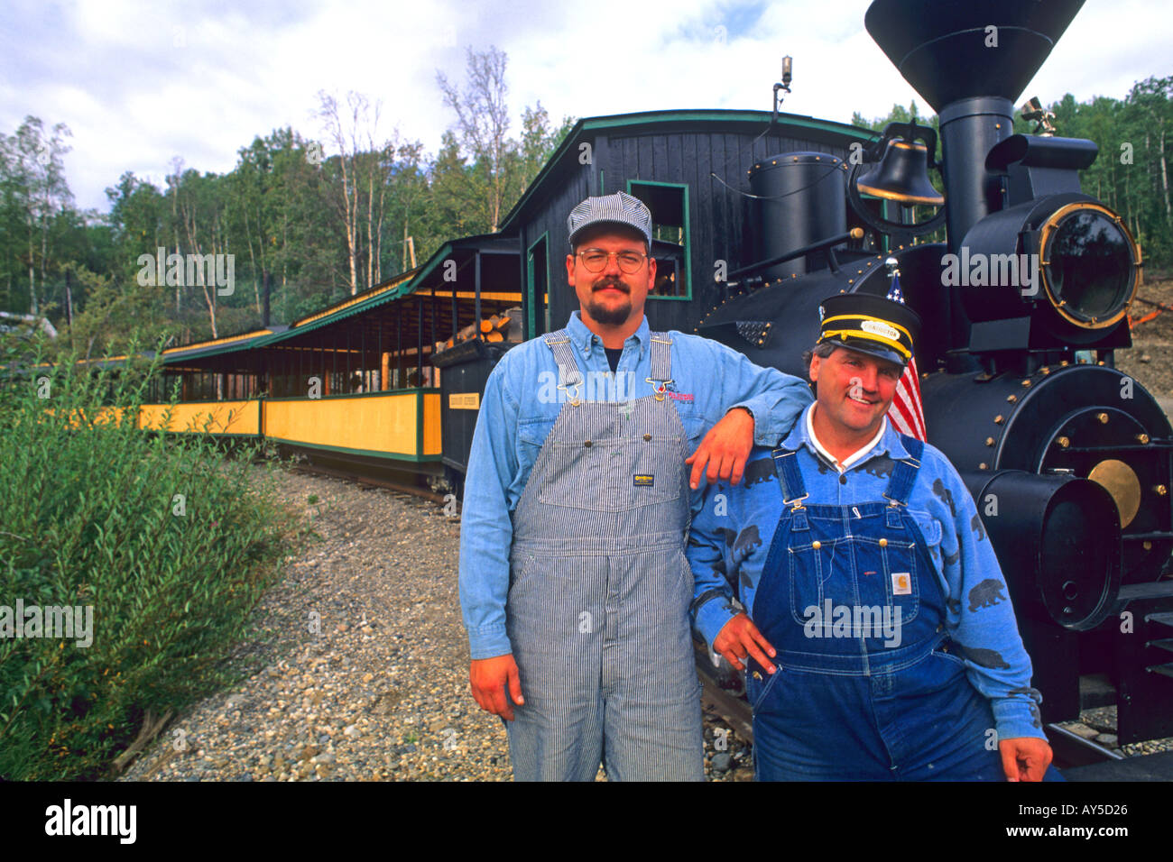 Zug-Ingenieure in einem Gold-Mining Camp in El Dorado Goldmine Fox Alaska Stockfoto