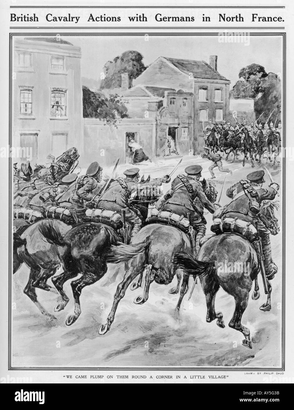 Dem ersten Weltkrieg 1914 Kavallerie kämpfen Stockfoto
