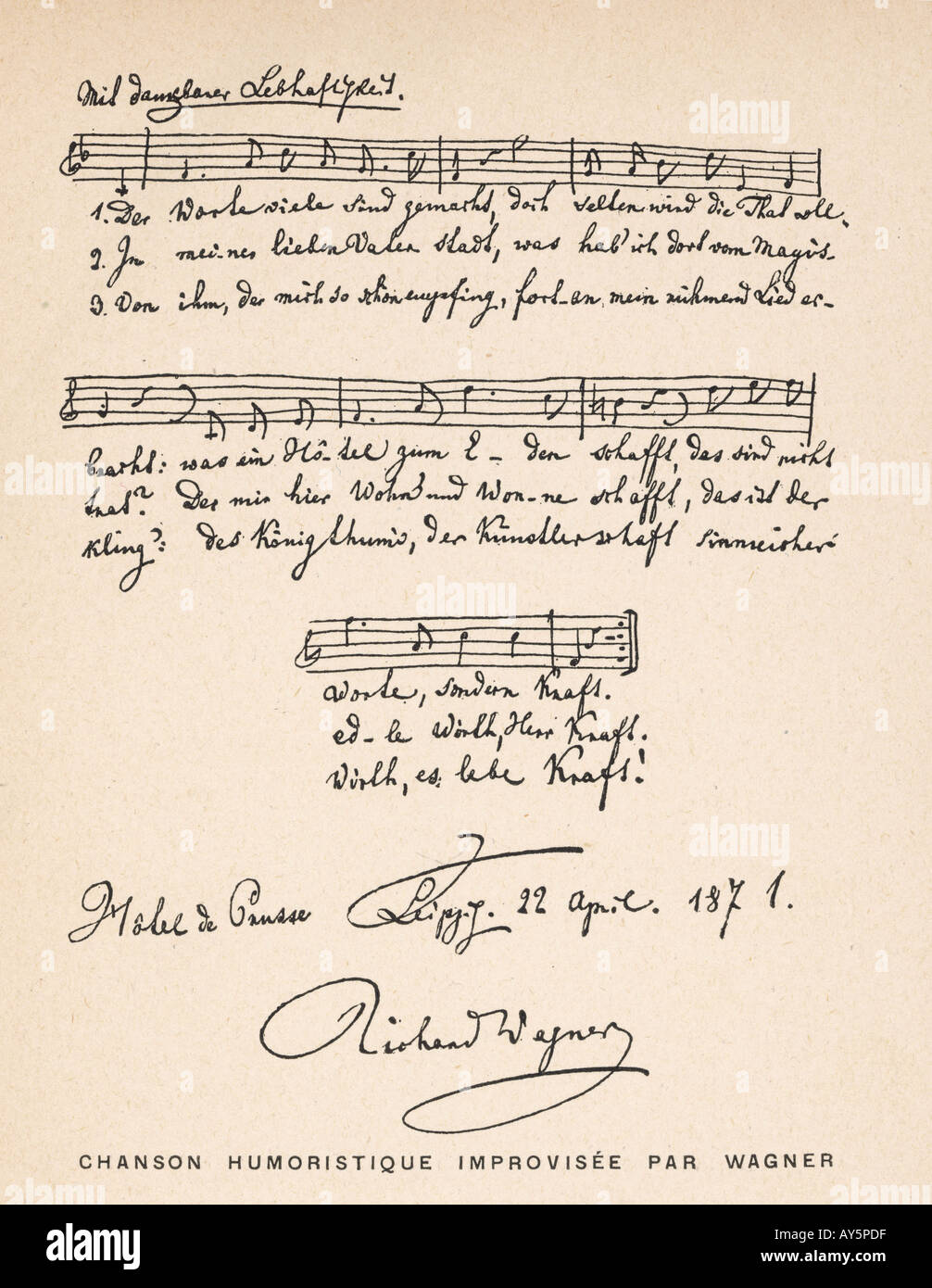 Wagner-Score-Song Stockfoto