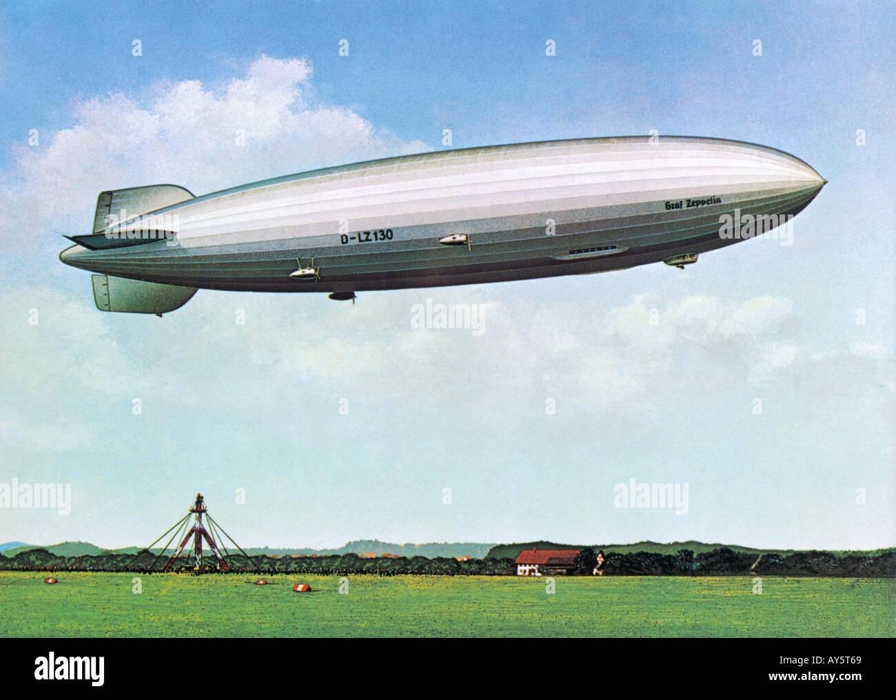 Zeppelin Lz 130 Postkarte Stockfoto
