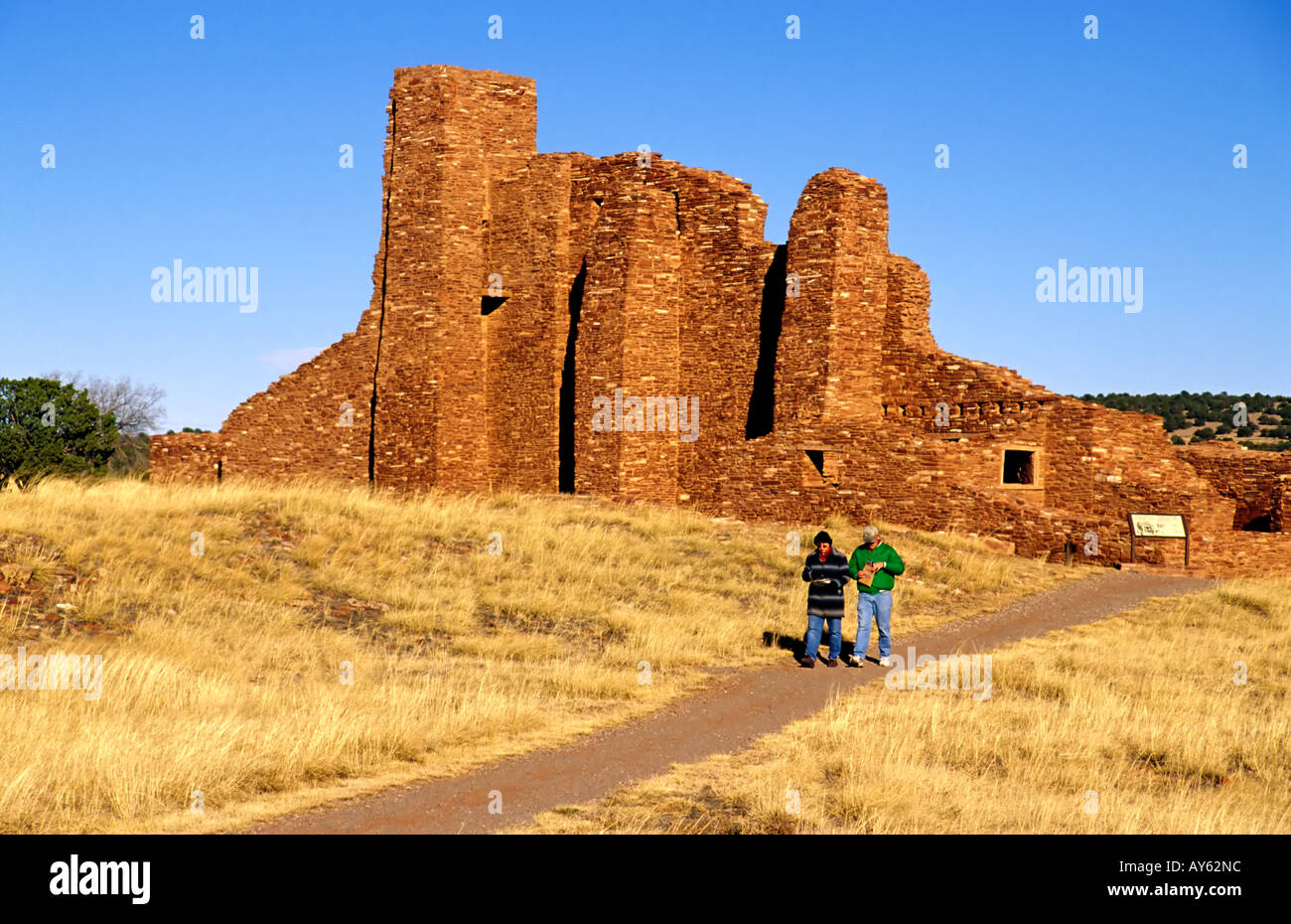 Die imposante Mission San Gregorio de Abo, Abo Ruinen, Salinas Pueblo Missionen National Monument, New Mexico. Stockfoto