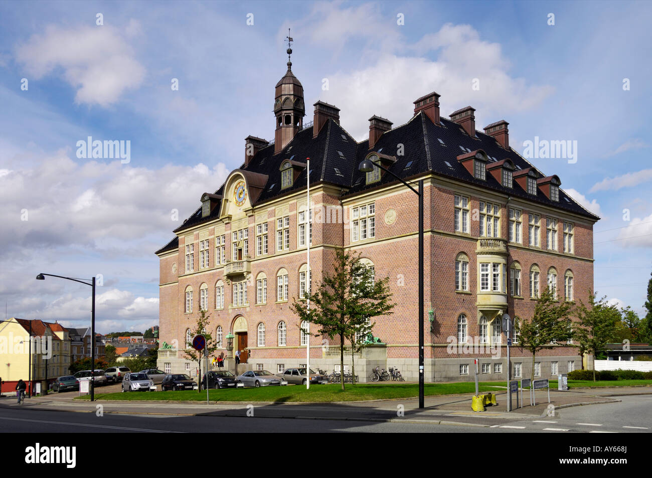 Restaurierte historische Gebäude Vester Alle Aarhus Stockfoto