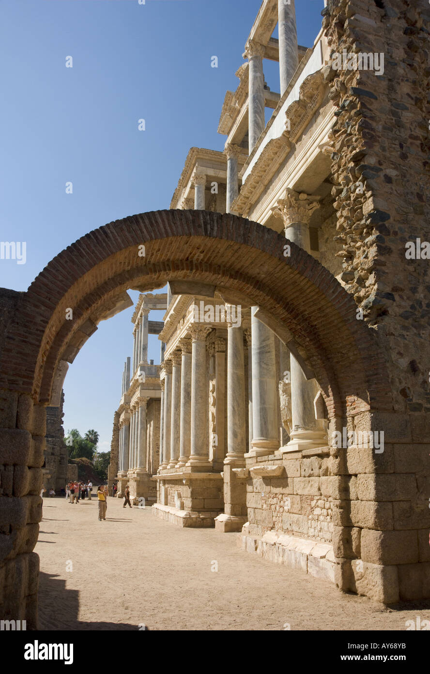 Spanien Extremadura, Mérida, das römische Amphitheater Stockfoto