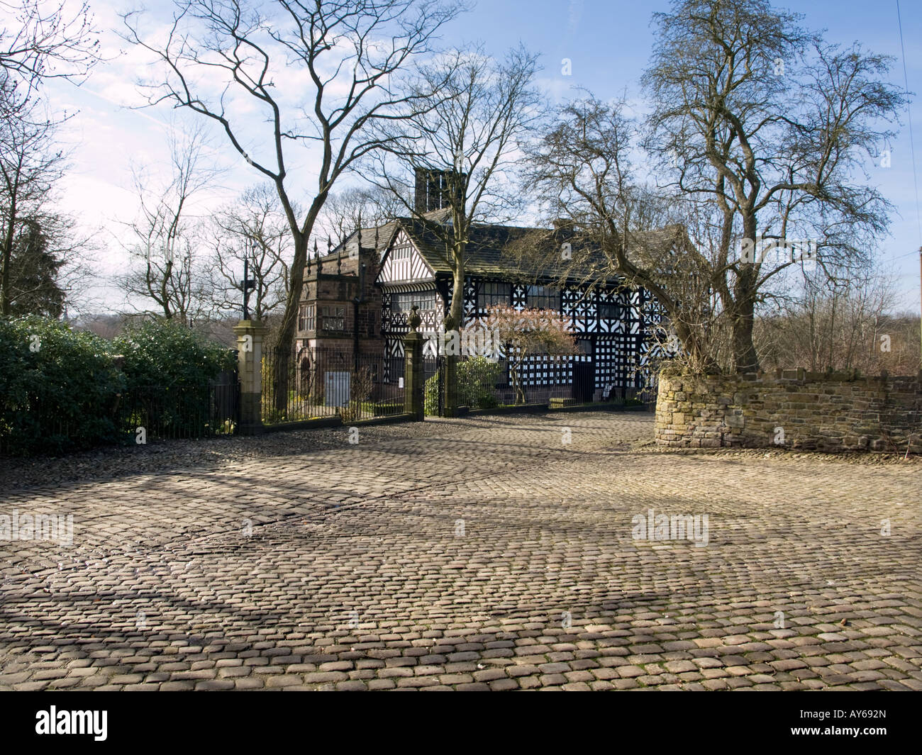 Halle i'th Holz, Bolton, Lancashire, vom öffentlichen Parkplatz Stockfoto