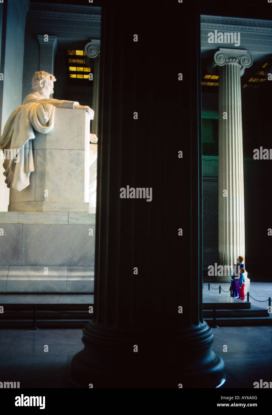 Lincoln Memorial mit Familie am Statue von Abraham Lincoln in Washington, DC Stockfoto