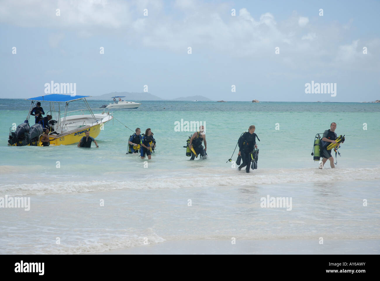 Einer der großen Welten Strände Cote d ' or (Anse Volbert) auf der Insel Praslin in den Seychellen. Stockfoto