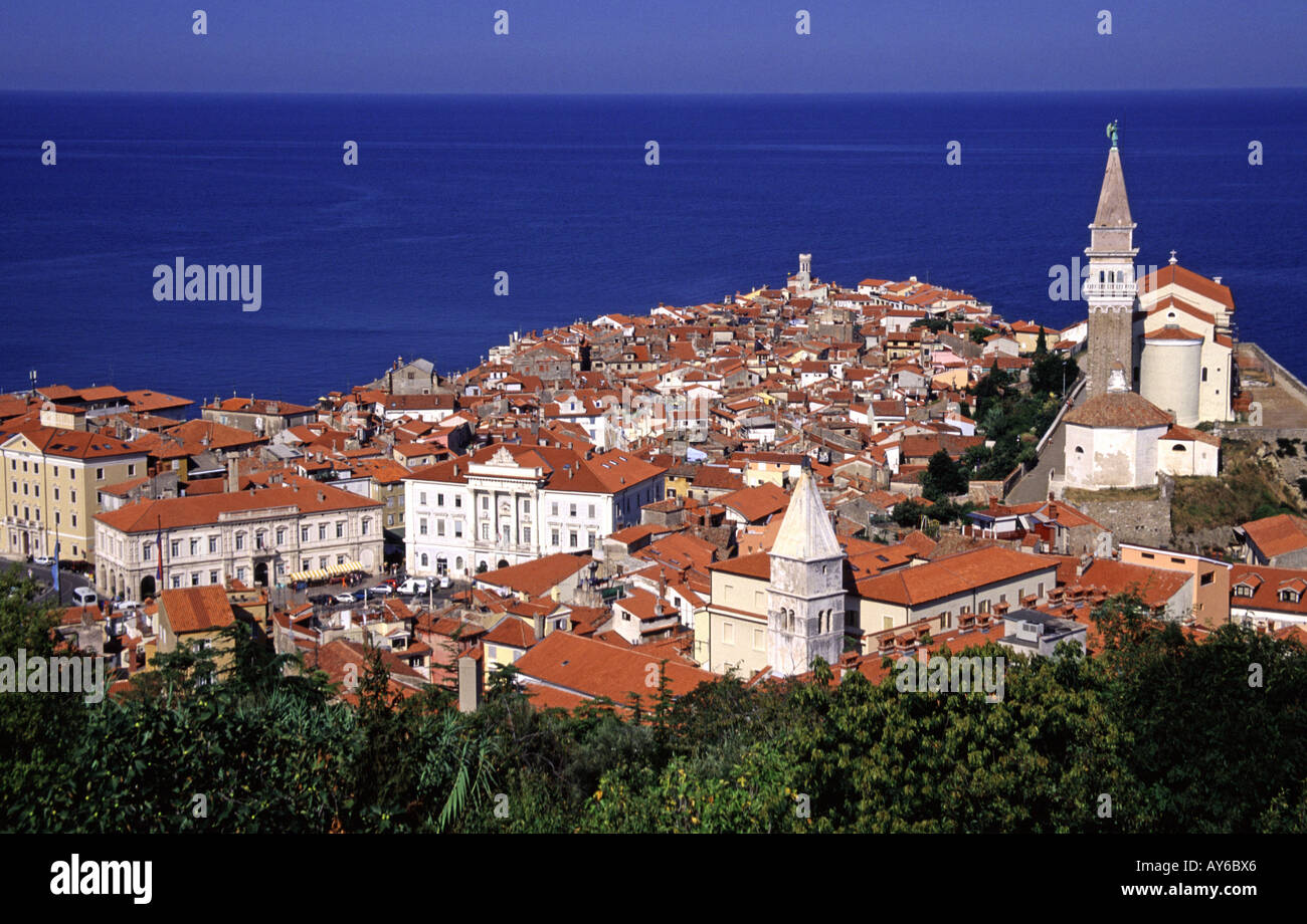 Die Stadt Piran an der adriatischen Küste Sloweniens Stockfoto