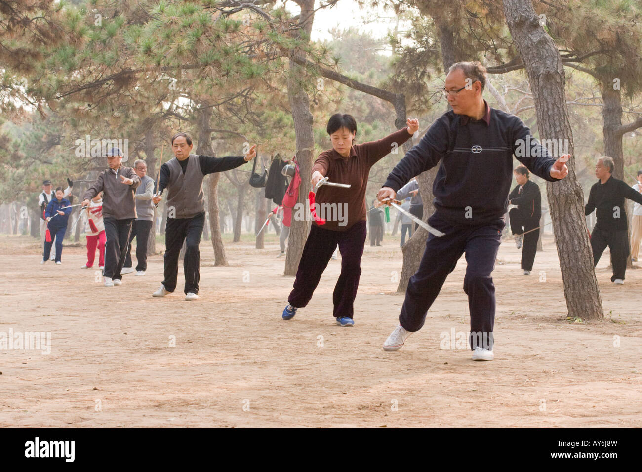 Taichi in Tiantan Park, Beijing Stockfoto