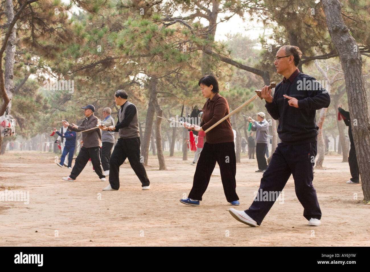 Taichi in Tiantan Park, Beijing Stockfoto