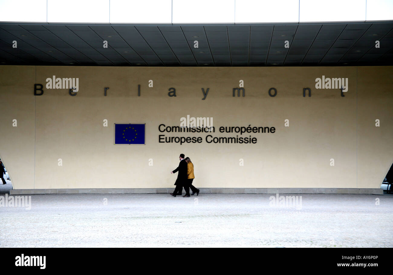 Eingang zum Berlaymont EC-Hauptquartier in Brüssel Stockfoto