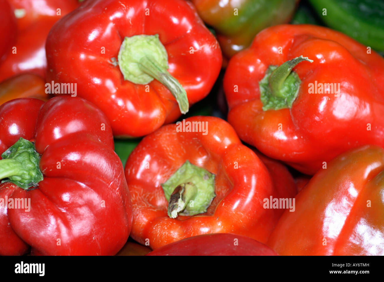 Paprika in einem Stapel Stockfoto