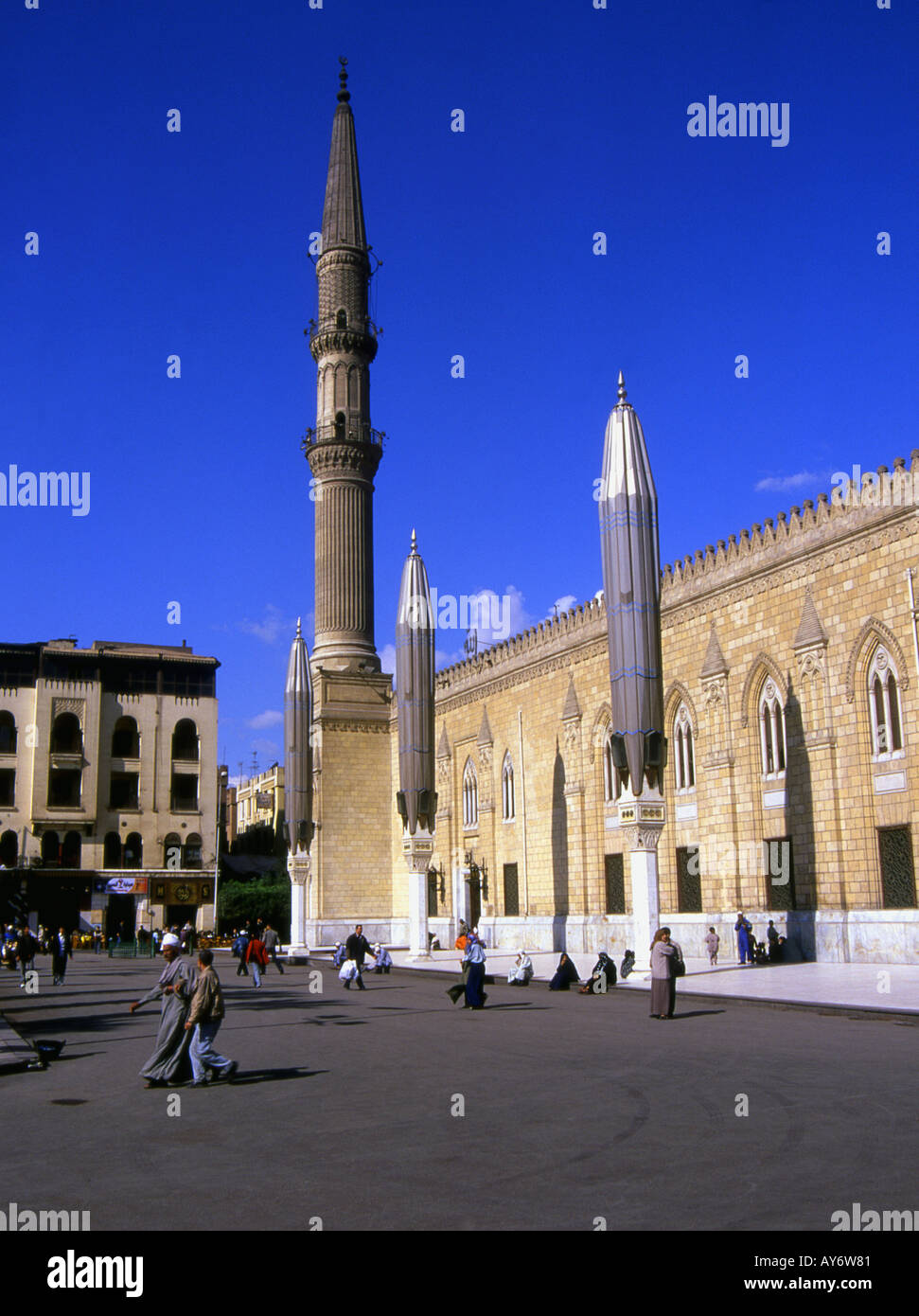 Saiyidna Hussein Moschee Midan El Hussein islamische Kairo Arabische Republik Ägypten ägyptische Nord-Afrika, Naher Osten Stockfoto