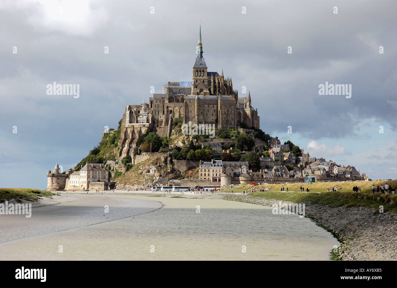 Blick auf Mont Mont Saint Michel Wunder von der West Normandie englischen Kanal La Manche Westfrankreich Nordeuropa Stockfoto