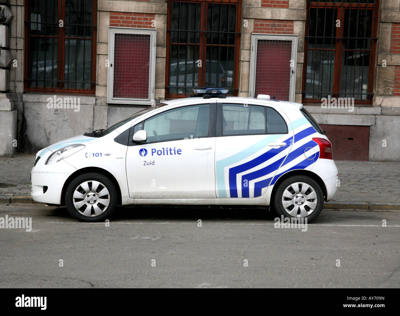 Belgische Polizeiauto im Stadtzentrum von Brüssel Stockfoto